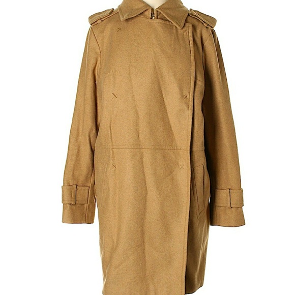 Asos tan wool Peacoat pockets size 2 - Picture 2 of 7